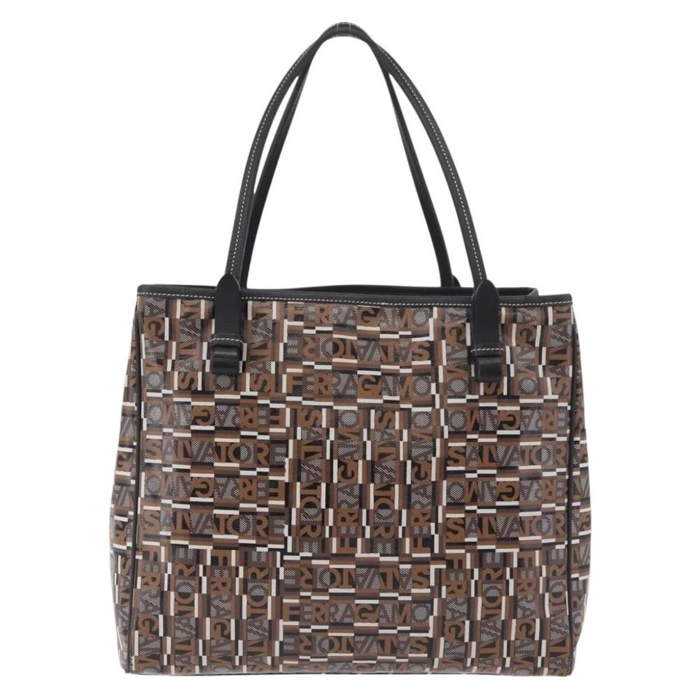 Salvatore Ferragamo Coated Canvas Tote Bag Brown